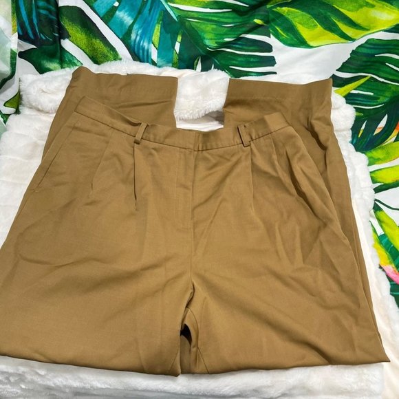 Lands’ End 12P Tan Caramel Wool Office Work Fall Winter Minimalist Classic Pants - Picture 2 of 10